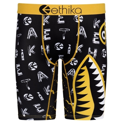 Ethika Bomber Word Finder Men's Staple Underwear Black Yellow | XN0421986